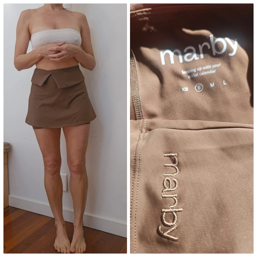 Nwot Marby ssense Espresso Preppy Brown Fold Top Preppy Tennis Skirt S